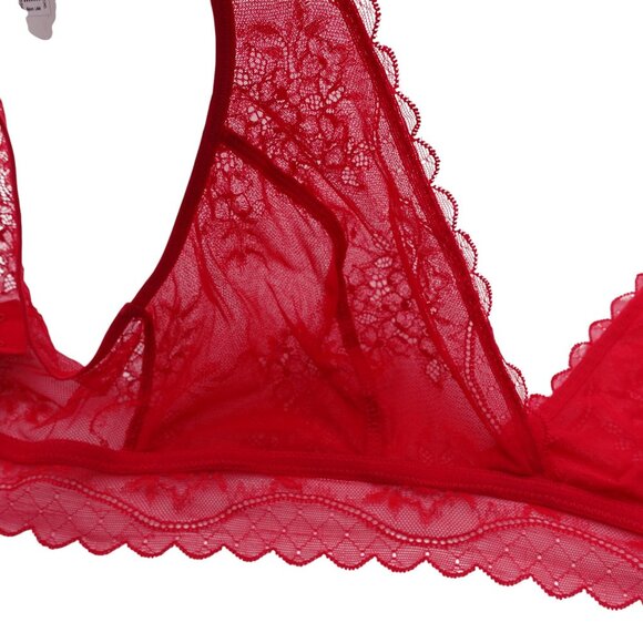 NWT Wacoal b.tempt'd No Strings Attached Bralette Bra Sz L Crimson Red Lace - Picture 9 of 10